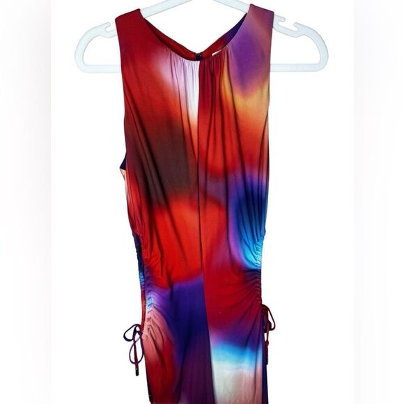 REBECCA VALLANCE Del Prado Cutout Printed Jersey Midi Dress Size 6 - Picture 7 of 11